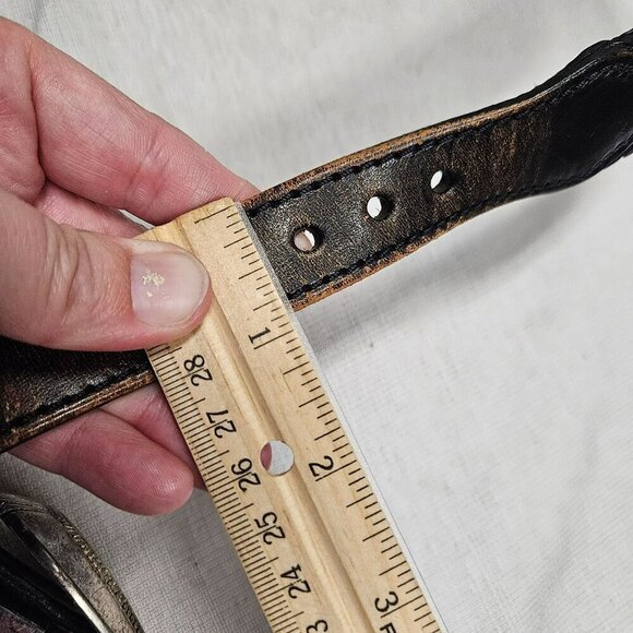 Vintage Womens Leather Belt Braided Edges Western Buckle sz 30 Distressed Look - Picture 11 of 13